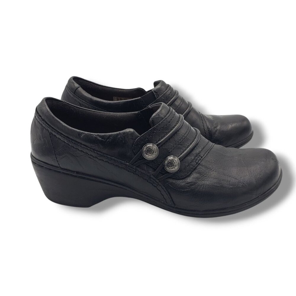 Clarks Collection Channing Haley Loafer Womens 8 Black Leather Slip On
